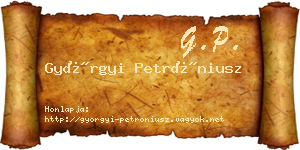 Györgyi Petróniusz névjegykártya
